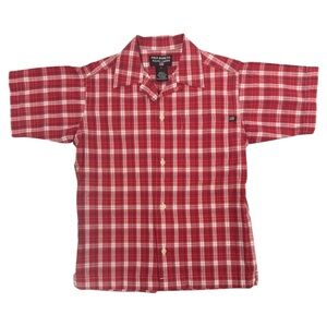 Polo Jeans Co Ralph Lauren Boy's 5 S Red Plaid Short Sleeve Button front Shirt